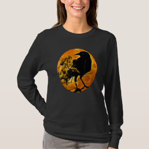 Black Crow Raven Bird & Specter Against Orange Ful T-Shirt