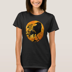 Black Crow Raven Bird & Specter Against Orange Ful T-Shirt