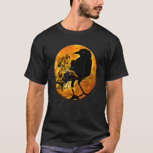 Black Crow Raven Bird & Spectre Against Orange Ful T-Shirt