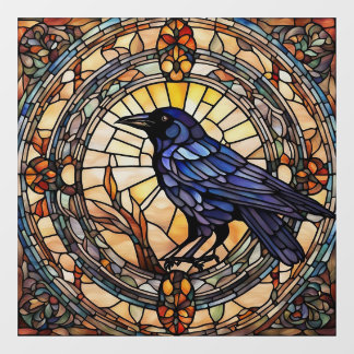 Black Crow Stained Glass Bird