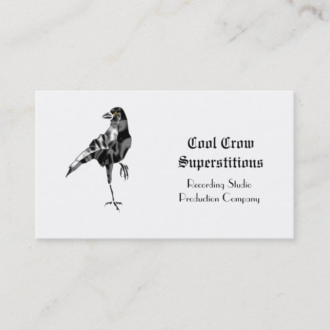 Black Crow Superstitious Cool on White Business Card (Front)
