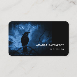Black Crow with Runes Dark Goth Style Business Card