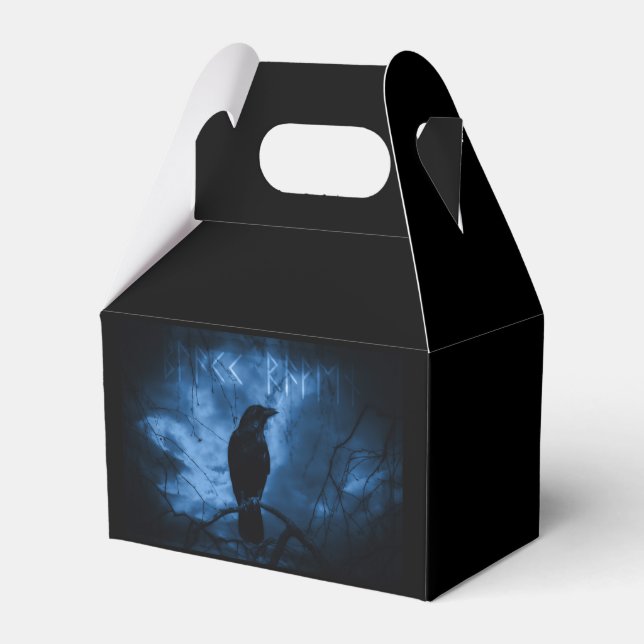 Black Crow with Runes Dark Goth Style Favour Box (Front Side)