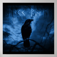 Black Crow with Runes Dark Goth Style