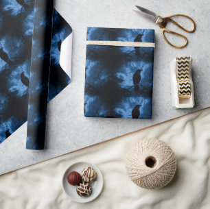 Black Crow with Runes Dark Goth Style Wrapping Paper