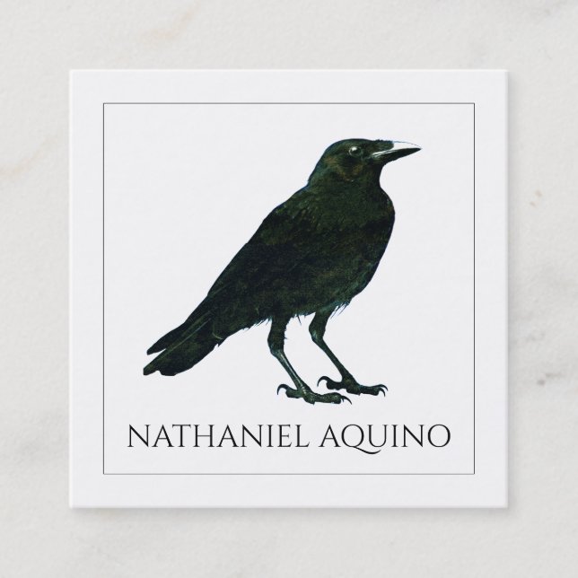Black Crow Writer Square Business Card (Front)