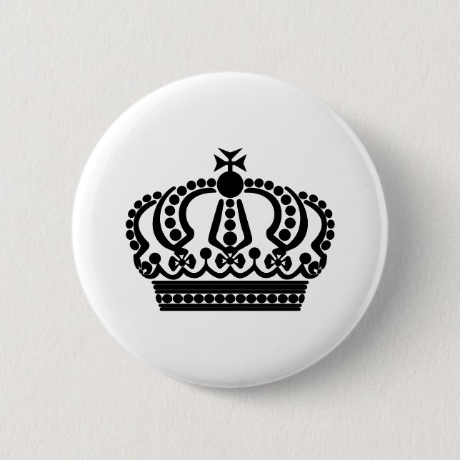 Black crown 6 cm round badge (Front)