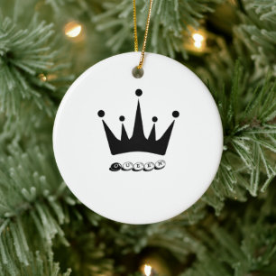 Black Crown Queen Text Style Ceramic Circle  Tree Decoration