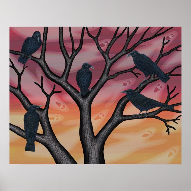black crows and ghosts at sunset poster (Front)