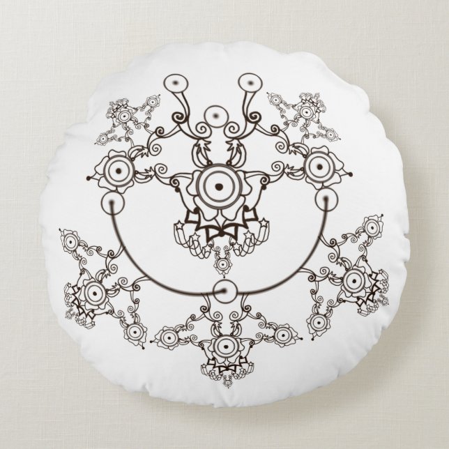 Black crystal and rose colour design round cushion (Front)