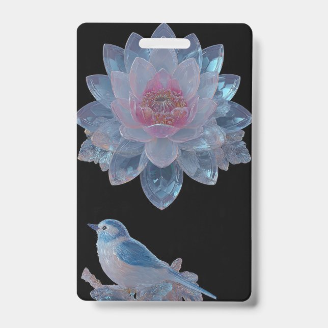 Black Crystal Lily Name Badge | ID Badge (Front)