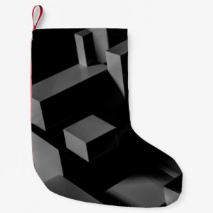 BLACK CUBE SMALL CHRISTMAS STOCKING