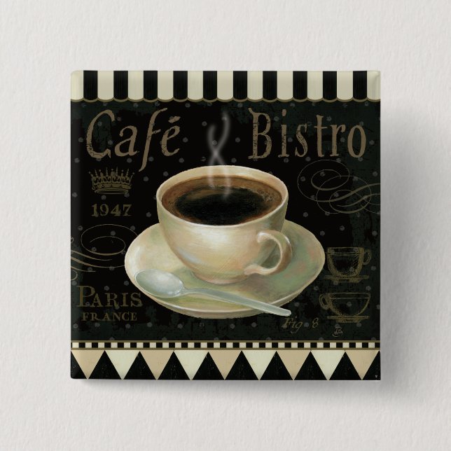 Black Cup of Coffee 15 Cm Square Badge (Front)