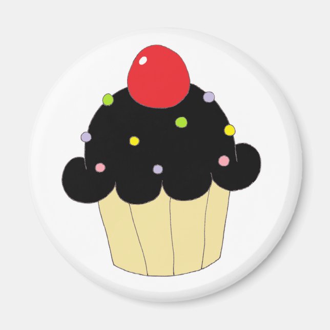 Black Cupcake Magnet (Front)