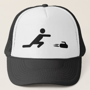 black curling icon trucker hat