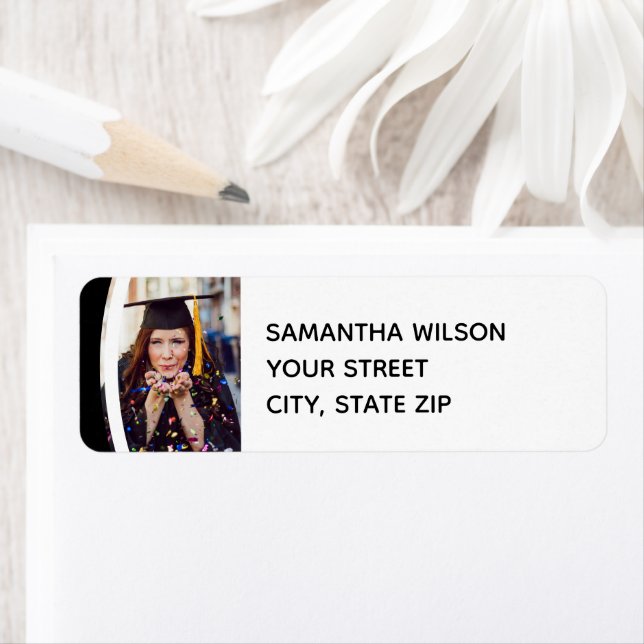Black Curved Frame Photo Graduation Label (Insitu)