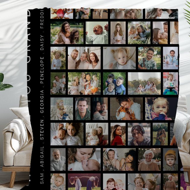 Black Custom 54 Photo Collage Fleece Blanket (Creator Uploaded)