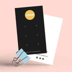 Black Custom Add Logo 6 Hole Stud Earring Display Business Card