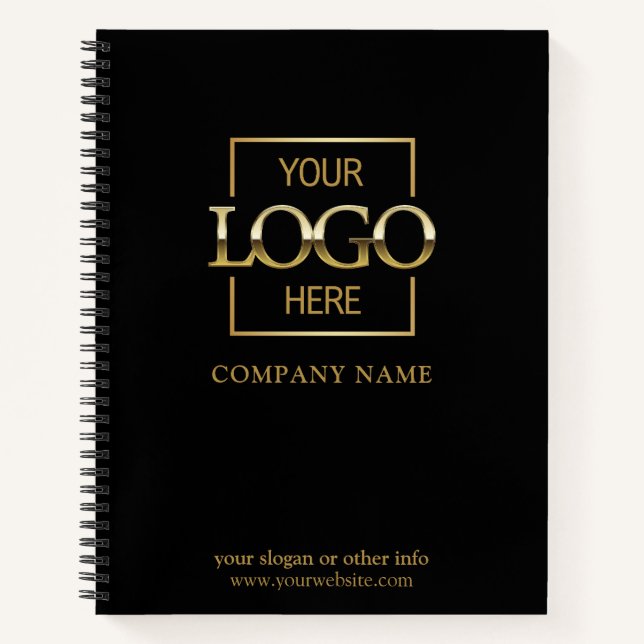 Black Custom Business Logo Promotional Branding Notebook (Front)