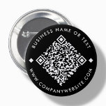 Black | Custom Business QR Code Button<br><div class="desc">Customisable QR Code button pin,  with a black background. To generate a new QR code on the design,  add your website URL or social media handle in the " personalise this template" feature.</div>
