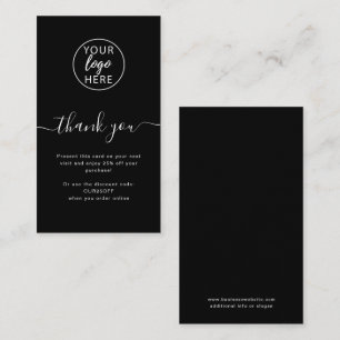 Black Custom Business Thank you Discount Card