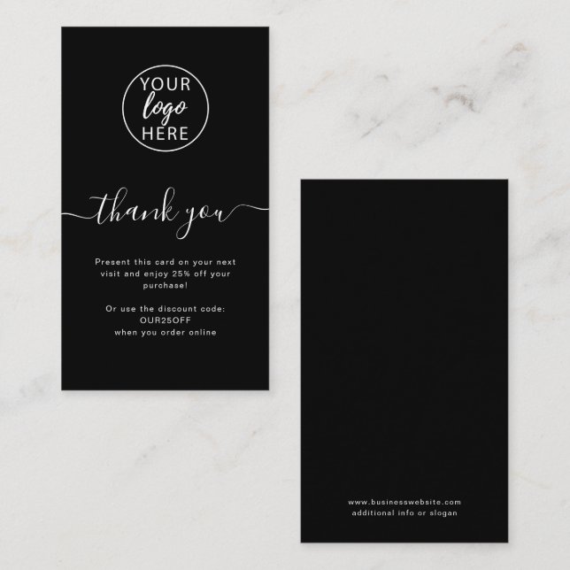 Black Custom Business Thank you Discount Card (Front/Back)