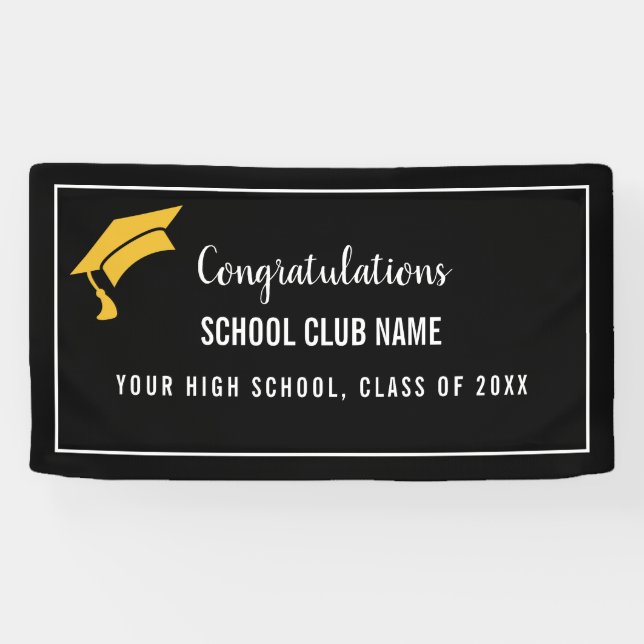 Black Custom Club Graduation Banner (Horizontal)