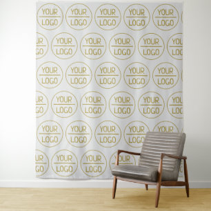 Black Custom Company Logo Backdrop For Events Tapestry