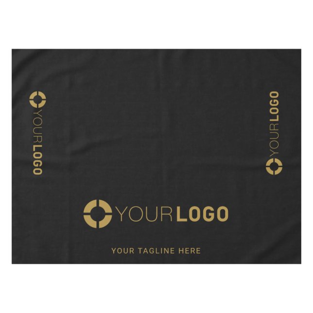 Black Custom Company Logo Promotional Display Tablecloth (Front (Horizontal))