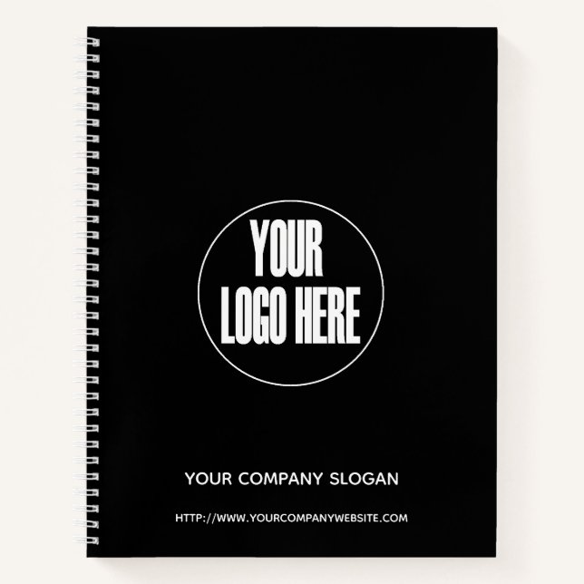 Black Custom Company Logo White | Personalise Notebook (Front)