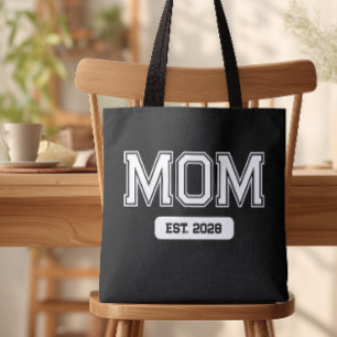 Black Custom Date New Mum Tote Bag