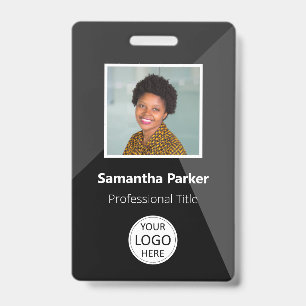 Black Custom Employee - Photo ID, Logo, Bar Code ID Badge