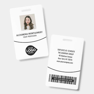 Black Custom Employee Photo ID Logo Barcode Name Badge