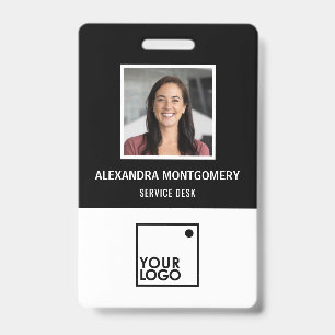 Black Custom Employee Photo ID Logo Barcode Name Badge