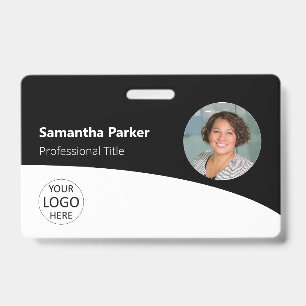 Black Custom Employee - Photo, Logo, Barcode, Name ID Badge