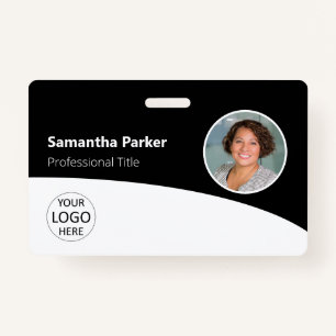 Black Custom Employee - Photo, Logo, Barcode, Name ID Badge