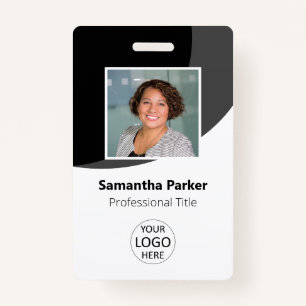 Black Custom Employee Photo, Logo, Barcode, Name ID Badge