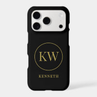 Black Custom Gold Initials Name Minimalist Men