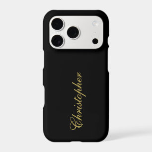 Black Custom Gold Name Calligraphy Minimalist Men