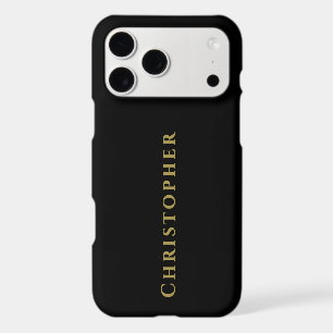 Black Custom Gold Name Elegant Minimalist Men