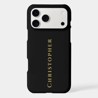 Black Custom Gold Name Elegant Minimalist Men