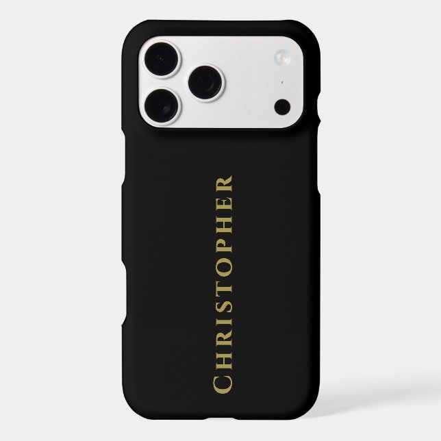Black Custom Gold Name Elegant Minimalist Men  (Back)