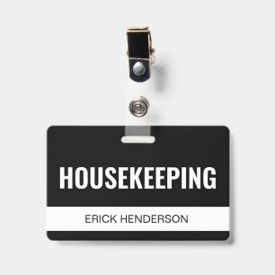 Black Custom Hotel Housekeeping Employee ID Badge