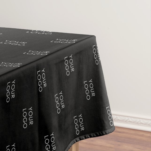 Black Custom Logo Business Company Event Tablecloth (In Situ)