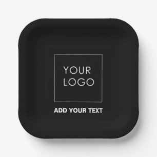Black Custom Logo Business Company Promotional Paper Plate