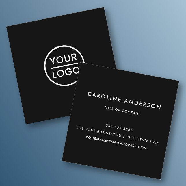 Black custom logo, elegant, square, professional square business card (Creator Uploaded)