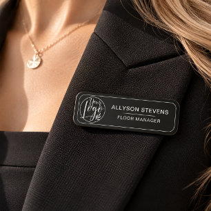 Black Custom Logo Employee Job Safety Magnetic Name Tag
