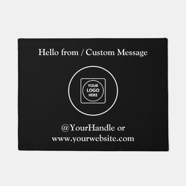 Black Custom Logo Minimalist Business doormat (Front)