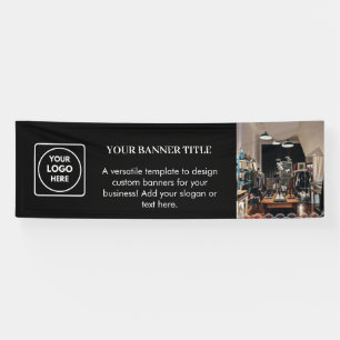 Black Custom Logo Modern 8' Branded Event Banner