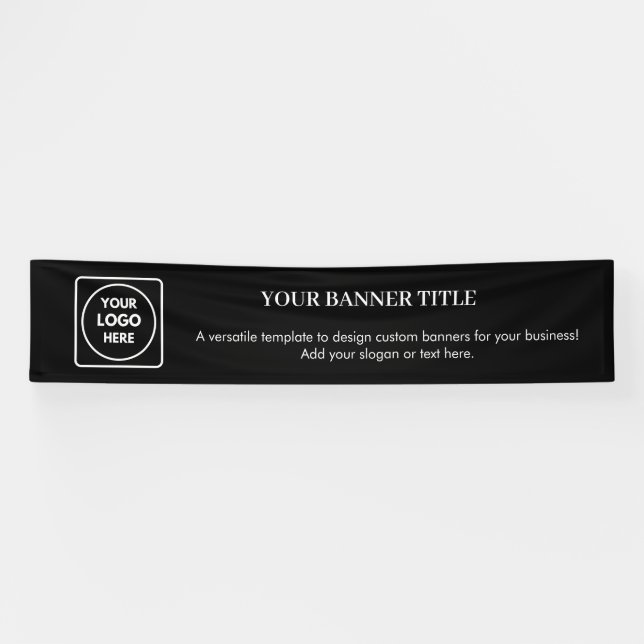 Black Custom Logo | Modern Branded Business  Banner (Horizontal)